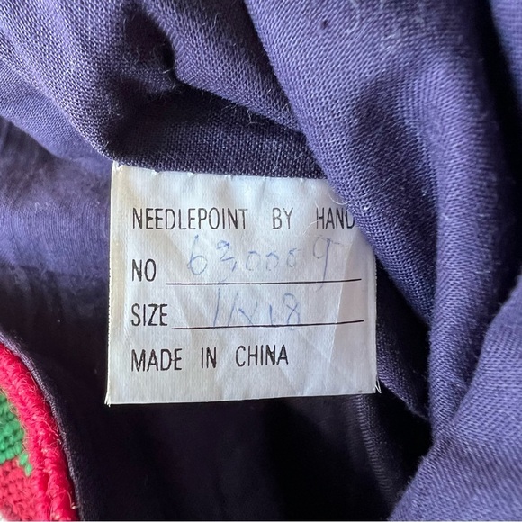 Handcrafted Needlepoint Christmas Stockings Santa Dog Angel Peace Blue Red 11x18 - Picture 12 of 15